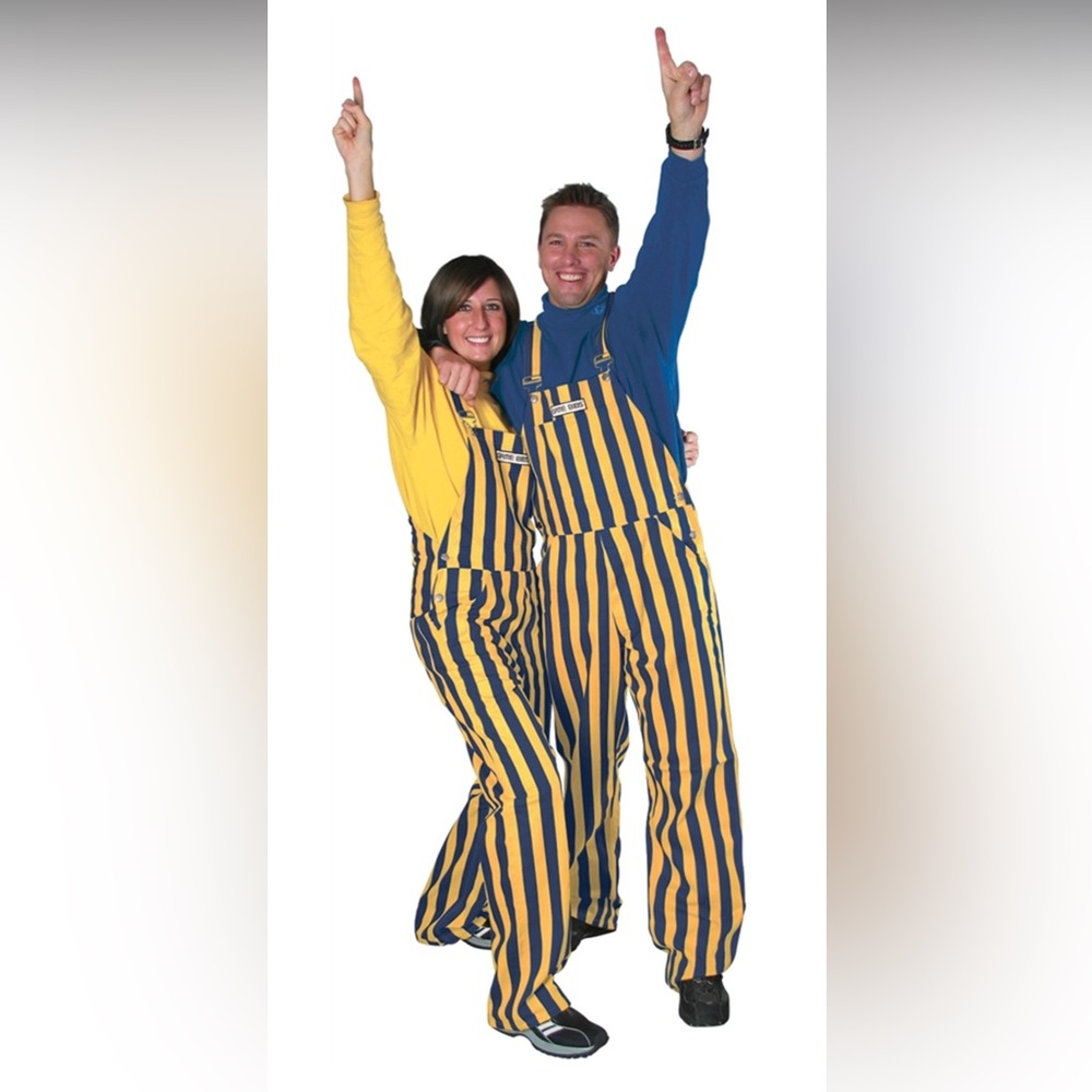 Game Day -Navy and Maize Game Bibs Overalls - Michigan / Pacers / Chargers